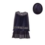 Φόρεμα ταφτάς και βελούδο μπλε